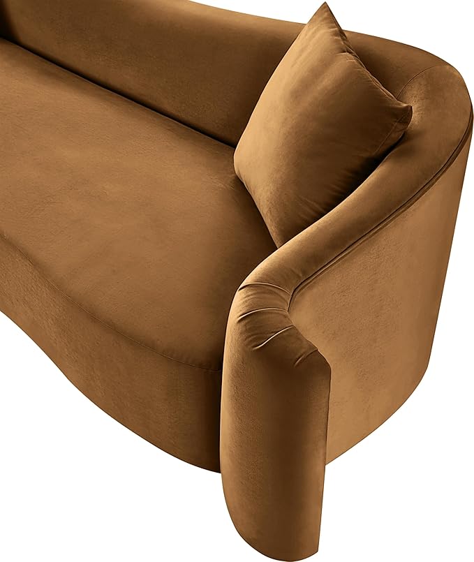 Meridian Furniture 44052Saddle-S Destin Collection Modern | Contemporary Sofa with Ultra Luxe Saddle 460 GSM Velvet, Rich Curves, 91" W x 34.5" D x 31" H, Saddle