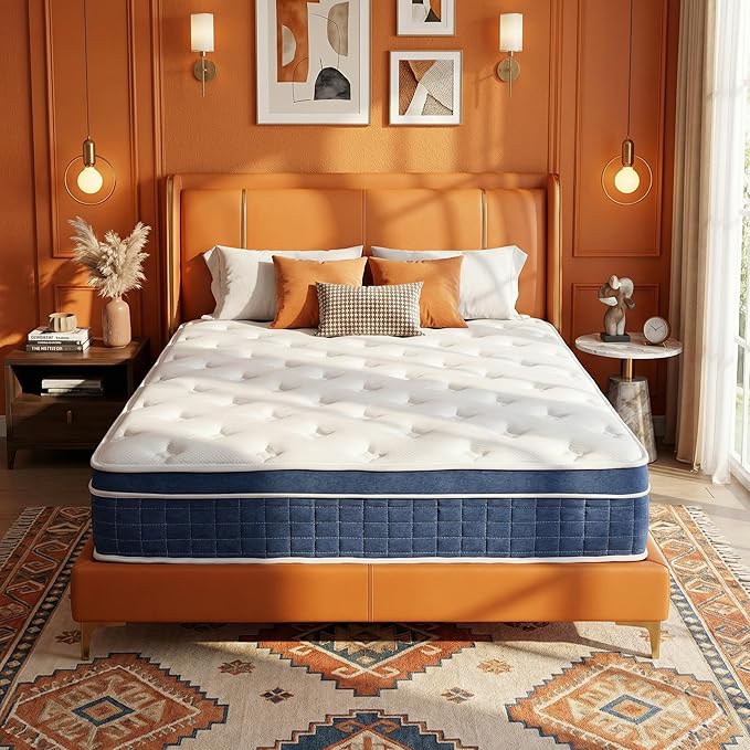 14″ Queen Hybrid Mattress – Cooler, Quieter & Deeper Comfort, Airflow Foam + Pocket Coils, 2″+ Plush Cushion, Heavy-Duty Support, CertiPUR-US, Fiberglass-Free, Mattress in a Box
