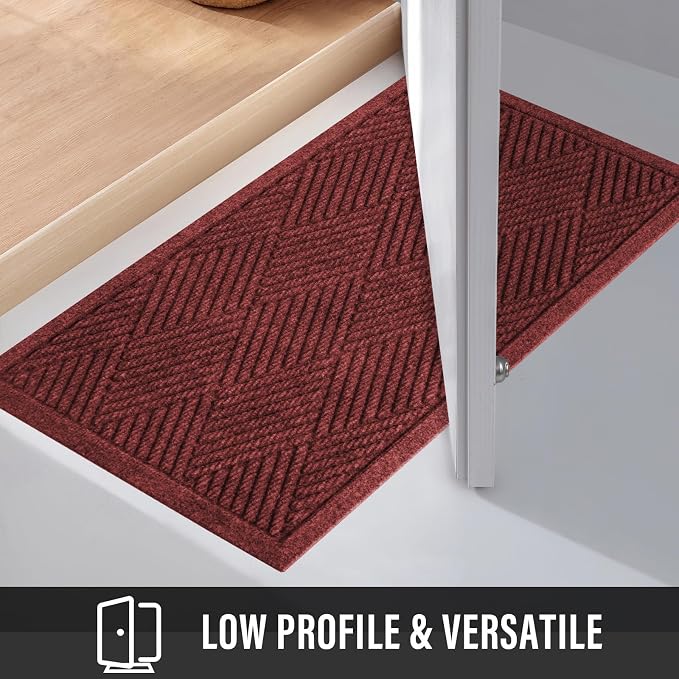 HIYARD Durable Front Door Mat, Absorbent Muddy Dirt Resist Welcome Door Mats Outdoor Indoor, Stain and Fade Resistant, Non-Slip Rubber Backing Low Profile Doormat for Entryway, 72×24, Red - Image 6