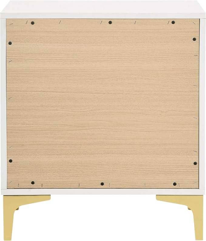 Coaster Home Furnishings Kendall 2-Drawer Contemporary Nightstand Bedroom Storage Cabinet Bedside Table Engineered Wood Eco-Friendly Laminate with Gold Metal Legs and Handles White 224402 - Image 6