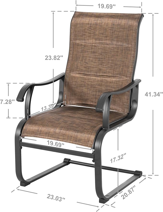 NUU GARDEN Patio Dining Chairs Set of 4, All Weather Outdoor Padded Textilene Patio Chairs, Breathable Spring Motion Textile High Back Outdoor Dining Chairs for Backyard, Lawn, Deck, Brown - Image 3