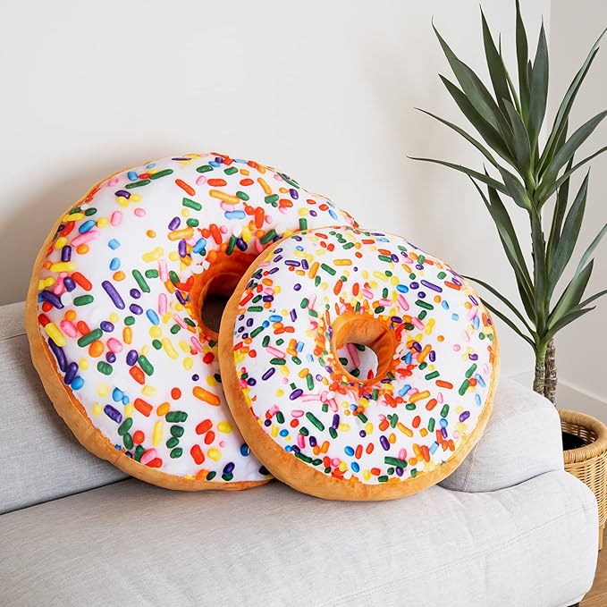 Much Comfort 31" 3D Sprinkle Donut Throw Pillow - Made with Super Soft & Ultra Premium Fabric - Cute, Comfortable, Plush Stuffed Doughnut Cake Cushion for Home Decor - Best Funny or Teen Gift - Large