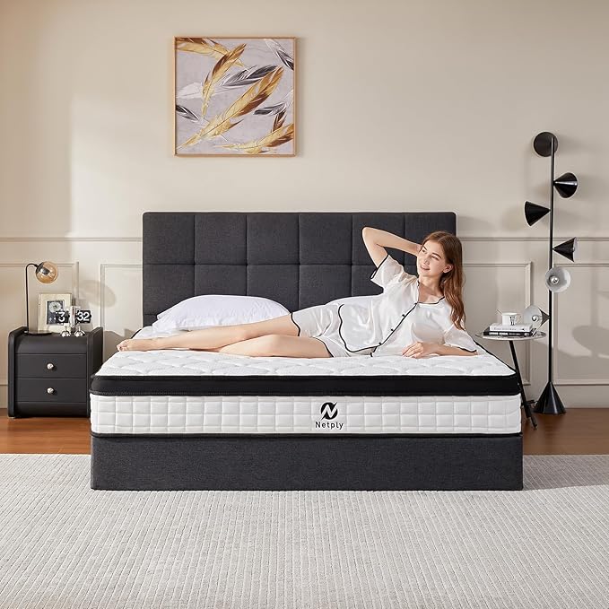 Queen Size Mattress, 10 Inch Hybrid Mattress Queen, Mattress in a Box with Individually Pocketed Spring - Zoned Support for Pressure Relief, Soft and Breathable, CertiPUR-US Certified