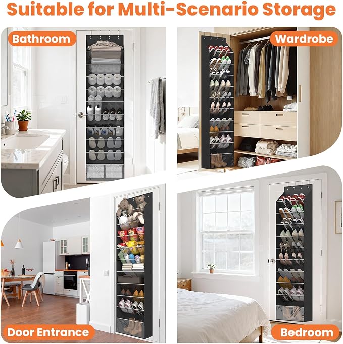 ZATOCL 10-Tier Over The Door Organizer, Space Saving Hanging Shoes Organizer and Storage Unit, Organizer for Closet, Bedroom, Entryway, Black - Image 7