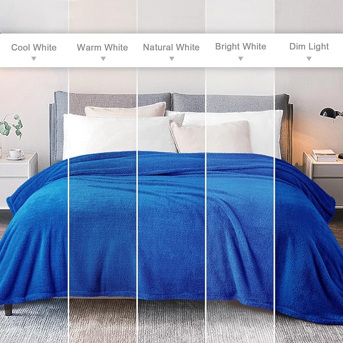 Exclusivo Mezcla King Size Blanket for Bed, Super Soft Velvet Plush Fleece Blankets, Fuzzy Cozy and Warm for Winter, 90x104 Inches, Cobalt Blue