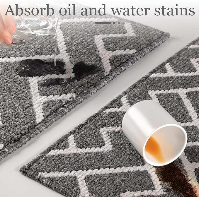 hicorfe Indoor Doormat,Front Back Door Mat Rubber Backing Non Slip Door Mats 20"x31.5" Absorbent Resist Dirt Entrance Doormat Inside Floor Mats for Entryway Washable Low-Profile(Silver Grey) - Image 5