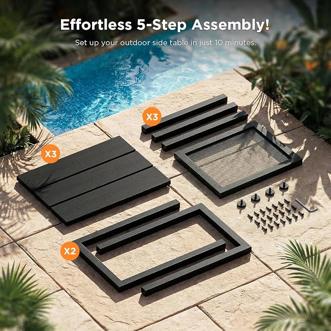 ODK Outdoor Double Side Table, Adirondack Patio End Table with Weather-Resistant Waterproof Top for Hot Tub Garden, Balcony, Poolside, Black - Image 6
