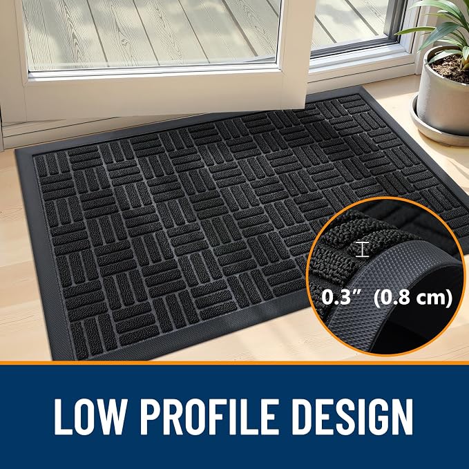 OLANLY Front Door Mat Outside Entrance 59x34, Absorbent, Heavy Duty Sturdy Natural Rubber Doormat Indoor Outdoor, Stain and Fade Resistant, Non-Slip Backing Low Profile Floor Mat for Entryway, Black - Image 5