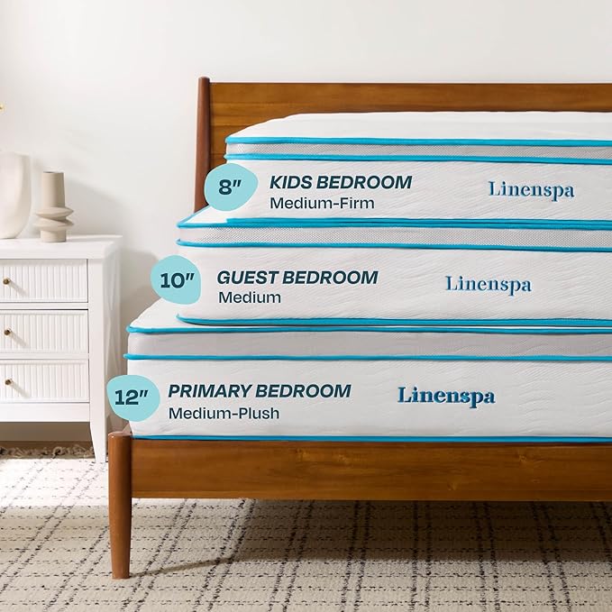 Linenspa 8 Inch Memory Foam and Spring Hybrid Mattress - Medium Firm Feel - Bed in a Box - Quality Comfort and Adaptive Support - Breathable - Cooling - Guest and Kids Bedroom - Twin XL Size