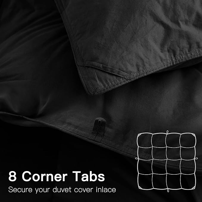 Alanzimo Luxurious Goose Down Feather Fiber Comforter Queen Size All Season Noiseless Down Proof Cotton Cover Black Warm Medium Warmth Down Feather Duvet Insert with 8 Tabs