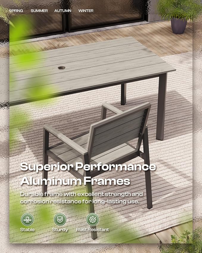 Outdoor Patio Dining Chairs Set of 2, 350LBS Capacity Aluminum Patio Dining Chairs with Armrests, Weather-Resistant for Lawn, Garden, Yard, Poolside and Indoor Use (Gray) - Image 5