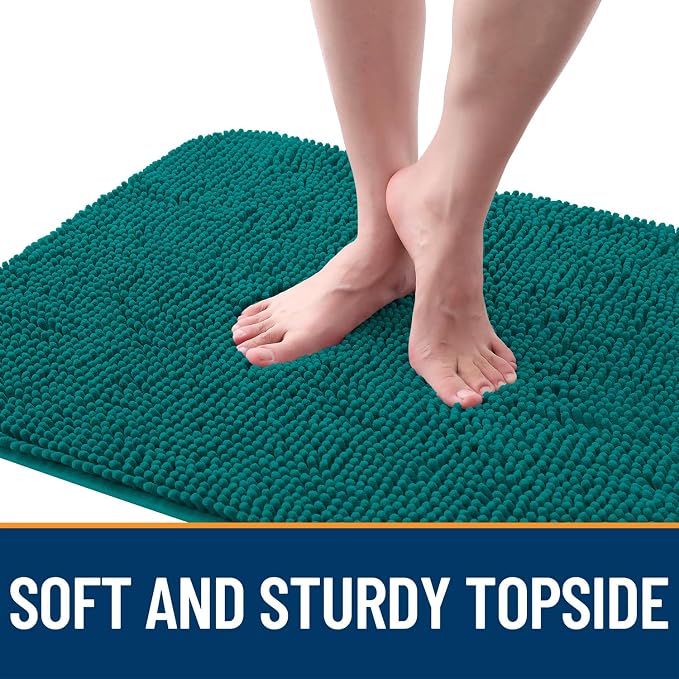 OLANLY Dog Door Mat for Muddy Paws 36x24, Absorbs Moisture and Dirt, Absorbent Non-Slip Washable Doormat, Quick Dry Chenille Mud Mat for Dogs, Entry Indoor Entryway Carpet for Inside Floor, Lake Blue - Image 4