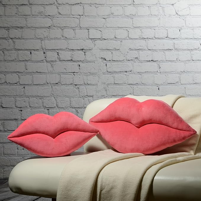 KINGROSE 3D Lip Throw Pillow Cute Decorative Pillows Soft Cushion for Sofa Couch Bed Home Decor Girls 11 x 18 Inches Pink