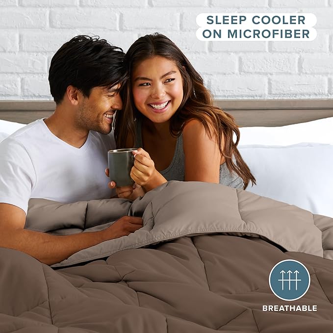 Bare Home California King Comforter - Reversible Colors - Goose Down Alternative - Ultra-Soft - Premium 1800 Series - All Season Warmth - Bedding Comforter (California King, Cocoa/Taupe)