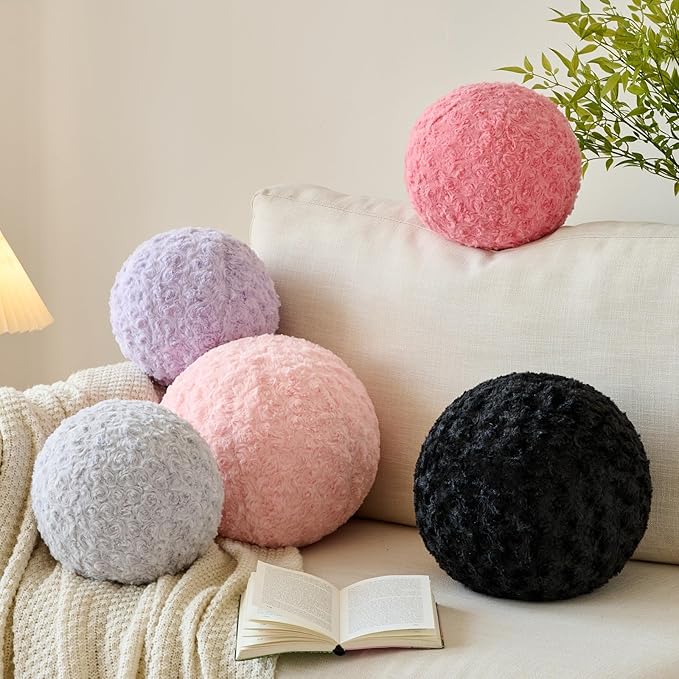 Ball Pillow, Decorative Round Pillow for Couch n, Circle Throw Pillows, Perfect Ball Pillows for Couch, Stylish Decorative Pillows, Versatile Round Throw Pillow (Light Grey, Medium-11.8 Inches)