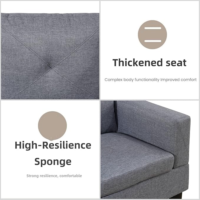 FONTOI L Shaped Sectional Couch Sofa, Modern Couches for Living Room, Comfy 4 Seat Modular Sectional Sofa with Ottoman Storage for Bedroom Apartment, Gray