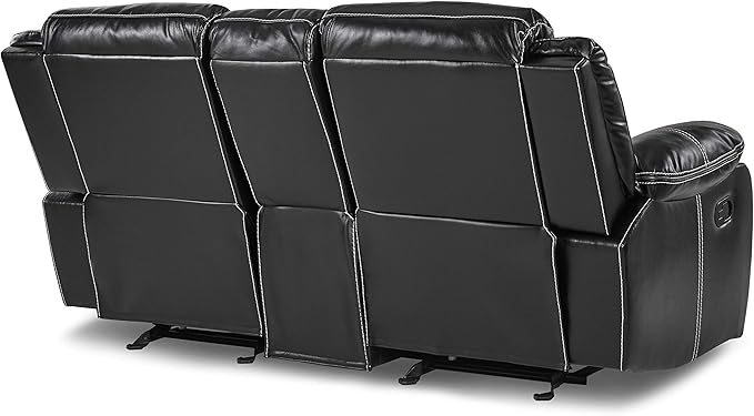 Lexicon Bay Manual Double Glider Reclining Loveseat, Black