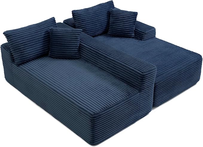 105-Inch L-Shaped Right Facing Corner Compressed Sofa Modular Sectional Boneless Cloud Sofa Floor Foam Couch with Chaise Lounge, Corduroy Corner Boneless Cloud Couch