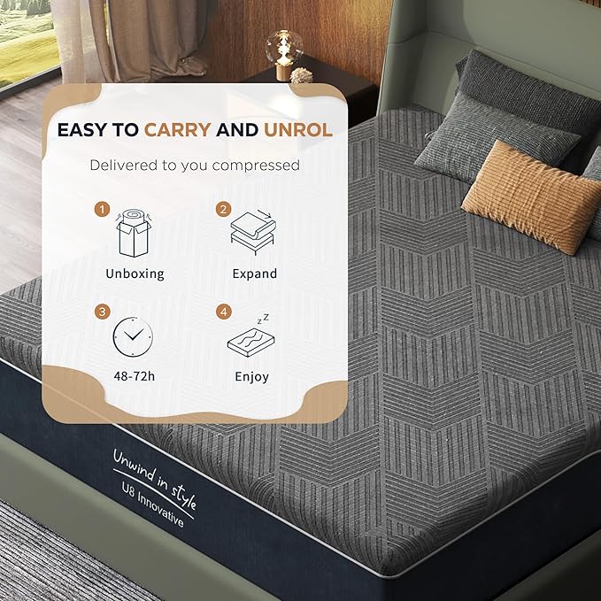 14 Inch Gel Memory Foam Mattress King Size, Medium Firm Pressure Relief, CertiPUR-US Certified, with Removable Washable Cover, Mattress in a Box