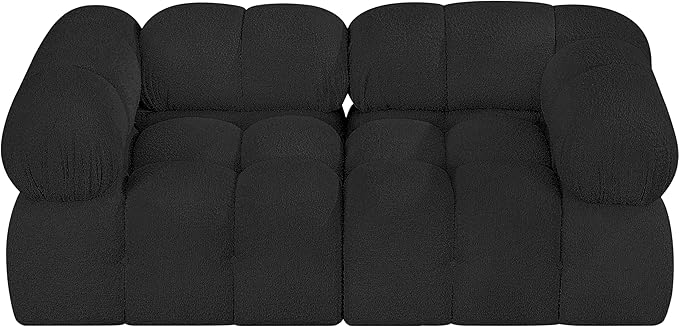 Meridian Furniture 611Black-S68A Ames Collection Modern | Contemporary Modular Sofa with Rich Black Boucle Fabric, Modular to Create Infinite Configurations, 68" W x 34" D x 28" H, Black