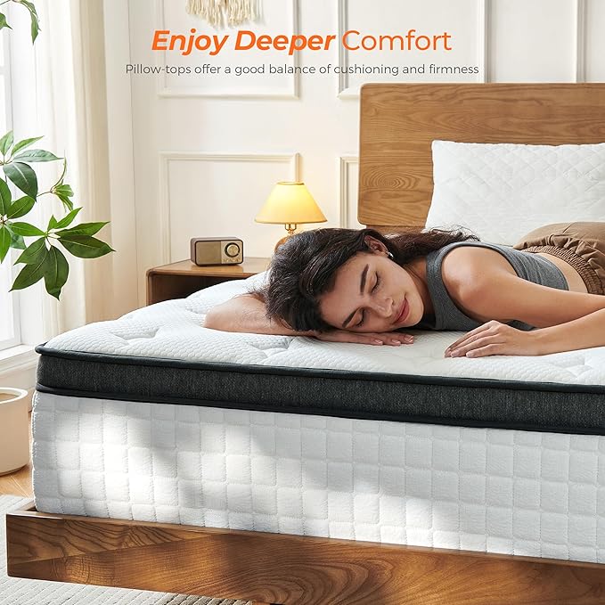 12 Inch Full Mattress, Medium Firm Full Size Hybrid Mattress with Pocket Springs for Breathability, Pressure Relief, Motion Isolation, Pro Coil Edge Support, CertiPUR-US Certified