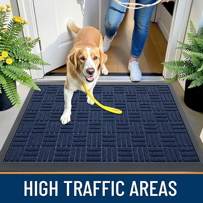 OLANLY Front Door Mat Outside Entrance 71x47, Absorbent, Heavy Duty Sturdy Natural Rubber Doormat Indoor Outdoor, Non-Slip, Stain and Fade Resistant, Low Profile Floor Mat for Entryway, Navy Blue - Image 6