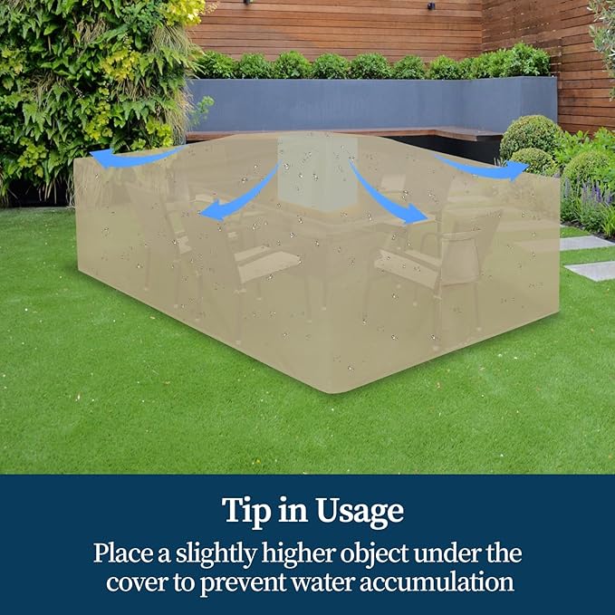 Easy-Going Square Patio Furniture Cover Waterproof Outdoor Dining Table and Chair Cover Anti-UV Outside Sectional Sofa Set Covers (64"L x 64"W x 28"H, Camel) - Image 7