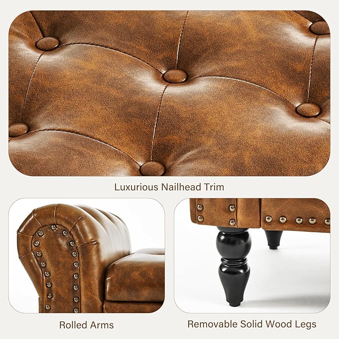 Furnimart Storage Bedroom Bench for End of Bed, Faux Leather Upholstered Storage Ottoman with Rolled Arms for Bedroom,Living Room, Entryway, 2.5Cubic Feet - Image 4