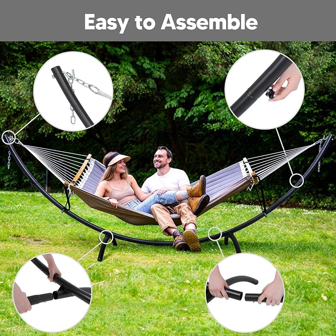 SUNCREAT Hammocks Standing Patio Hammock, Portable Hammock with Stand Foldable, Patent Pending, Dark Gray - Image 5