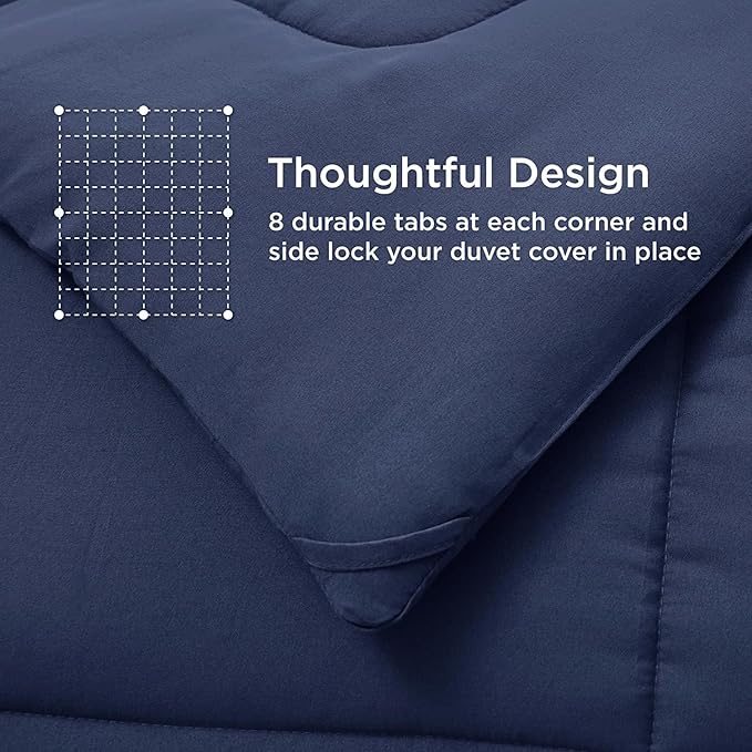 Casa Platino Quilted Comforter California King Size - Super Soft Duvet Insert with 8 Tabs - Comfy & Cozy All Season Cal King Bedding Comforter - Down Alternative Bed Comforters - 96"x102", Navy Blue
