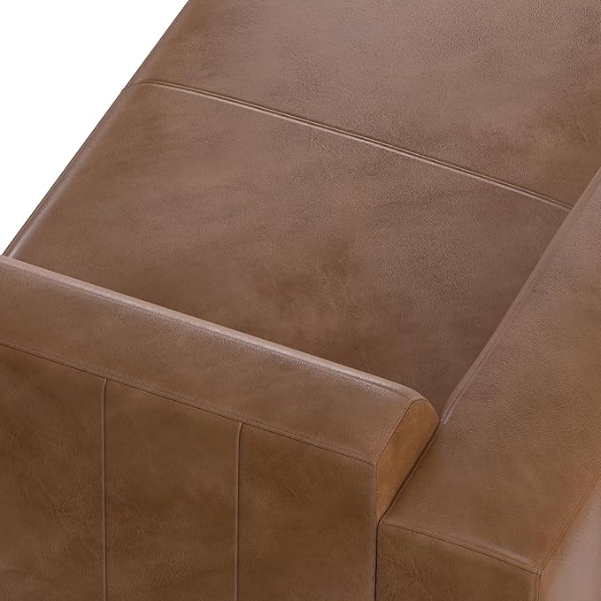 SIMPLIHOME Rex Left Chaise Sofa Module in Full-Grain Genuine Leather, Caramel Brown, 44-inches W x 69.5-inches D, Handcrafted Modern-Style Left-Arm Chaise Lounge Chair for Living Room