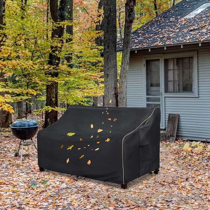 Outdoor 2-Seater Loveseat Cover,Patio Sofa Covers Fits up to 58W x 32.5D x 31H Inches,100% Waterproof Heavy Duty Patio Furniture Covers,Black - Image 8