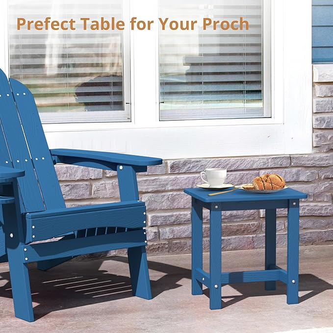 LUE BONA Outdoor Side Table, HDPS Small Outdoor Table, Adirondack Side Table, Outside End Table for Patio, Porch, Deck, Weather Resistant/Easy Maintenance/Indoor or Outside Use, Navy Blue - Image 5