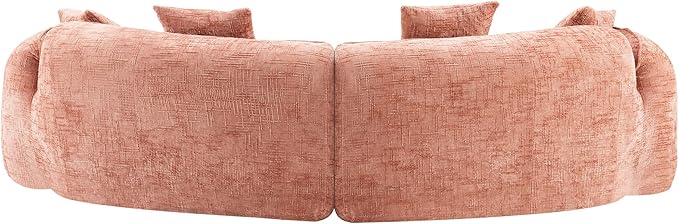 109-Inch Curved Boneless Sofa Couches Compressed 4-Seat Foam Couch for Living Room Bedroom, Boneless Modular Cloud Sofa Curved Floor Couch with 4 Pillows, No Assembly