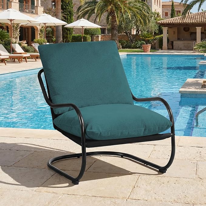 Peace nest Modern Accent Chair,Comfy Living Room Suspended Chair with Mental Frame,Bedroom Armchair with Soft Upholstered Cushion for Balcony Lounge Reading Meeting Room,Blue