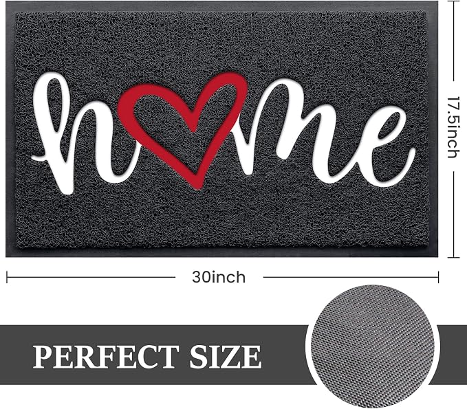 BeneathYourFeet Door Mat, Welcome Mat Low Profile Floor Mat Front Doormat Indoor and Outdoor Doormat Non Slip Rugs for Entryway, Patio, High Traffic Areas (30"x17.5", Black-Home) - Image 2