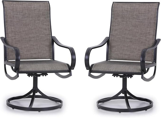 PHI VILLA Patio Swivel Dining Chairs Set of 2, Outdoor Metal Chair with Textilene Mesh Fabric, Patio Chair with Armrest, Black Frame for Patio Deck Garden by PHIVILLA