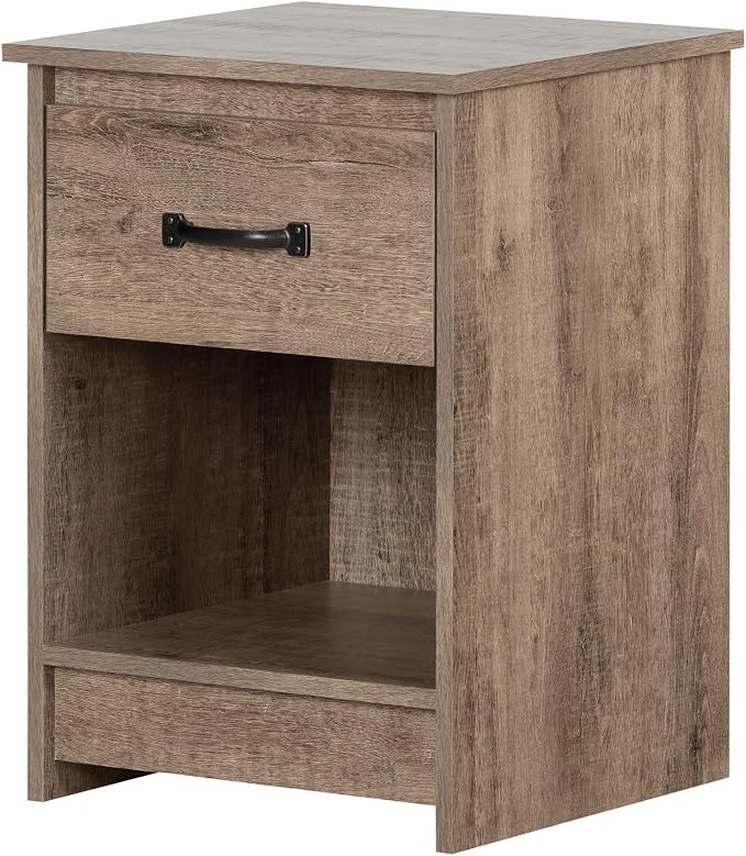 South Shore Tassio 1-Drawer Nightstand-Weathered Oak by SouthShoreFurniture
