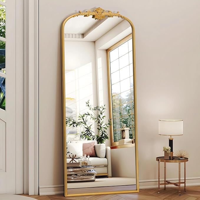 Besdomus Antique Full Length Mirror: 21"x56" French Gleaming Gold Arched Full Body Mirror - Floor Vintage Baroque Traditional Ornate for Entryway/Cloakroom/Bedroom - Home Decor for Interior Designers - Image 2