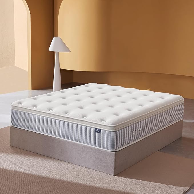 – 12 Inch King Size Mattress – Real Hybrid King Mattress Memory Foam, Reinforced Edge Support, Zoned Coils for Pressure Relief and No Motion Transfer (King (12 Inch))