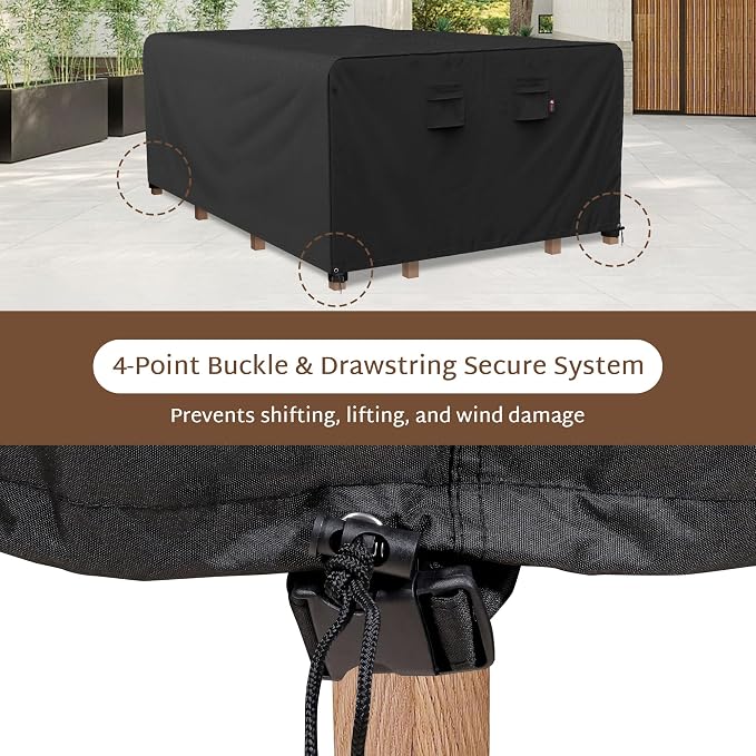 iBirdie Outdoor Patio Furniture Set Covers 84 x 56 inch fit 4 x 7 ft, 56, 54, 52 inch Wide, 84, 82, 80 inch Long Outside Dining Table and Chairs, Waterproof Weatherproof Cover, Heavy Duty 600D - Image 5