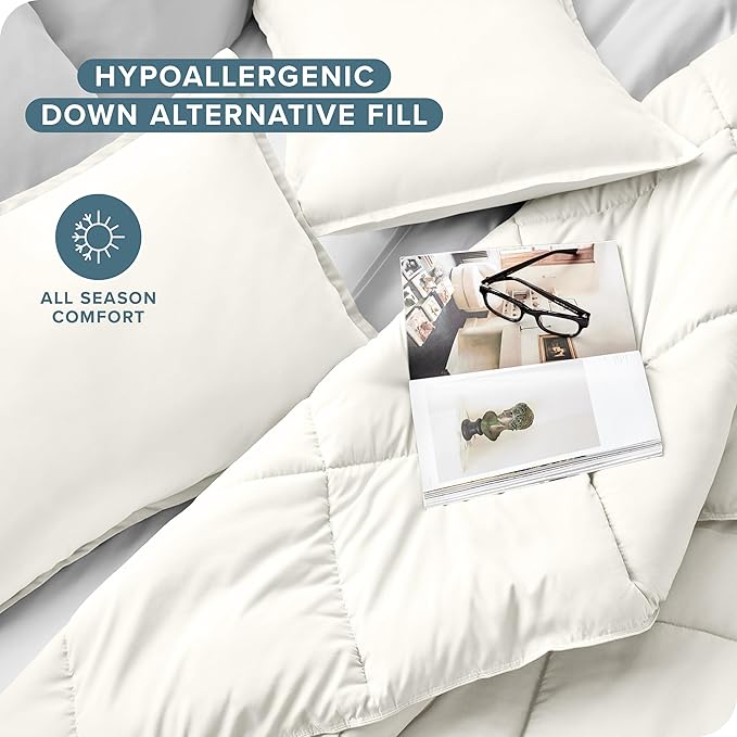 Bare Home Comforter Set - Twin/Twin Extra Long Size - Ultra-Soft - Goose Down Alternative - Premium 1800 Series - All Season Warmth (Twin/Twin XL, Cream)