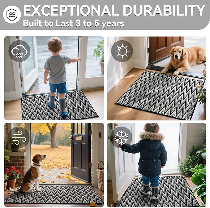 Indoor Door Mat 31x47, Dirt Resistant & Absorbent Doormat for Entryway Inside, Non-Slip Rubber Backing Front Door Mat Indoor Entrance, Low-Profile, Washable, Black - Image 7