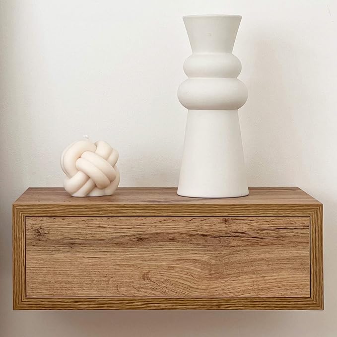 Mobili Fiver, Riccardo Floating nightstand, Rustic Oak, 17.7" x 9.8" x 6.1 ", Melamine-Finished, Modern Bedside Table, End Table, Italian Furniture - Image 7