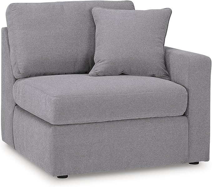 Signature Design by Ashley Modern Modmax Stain Resistant L-Shape Left-Arm Facing 4-Piece Sectional with Chaise and Audio Console, Gray