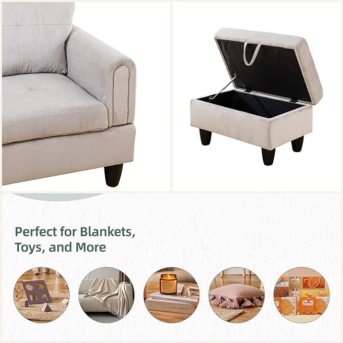 FONTOI L Shaped Sectional Couches for Living Room, Modern Modular Sectional Sofa with Ottoman Storage, Comfy L Shaped Couch with Chaise for Bedroom Apartment Furniture, Gray