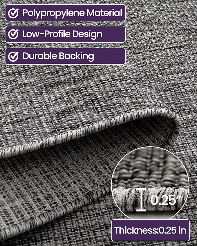DEXI Dirt Trapper Door Mat, 48x72 Washable Doormat, Dirt Resistant and Absorbent, Easy Clean Low-Profile Floor Rugs for Entryway, Front Door, and Inside Entrance, Dark Grey - Image 7