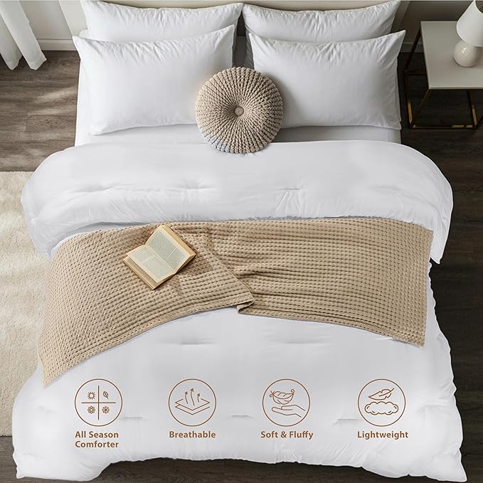 Utopia Bedding Comforters, All Season Duvet Insert, Down Alternative Comforter with Corner Tabs, Machine Washable Bed Comforter (White, King (Pack of 4))