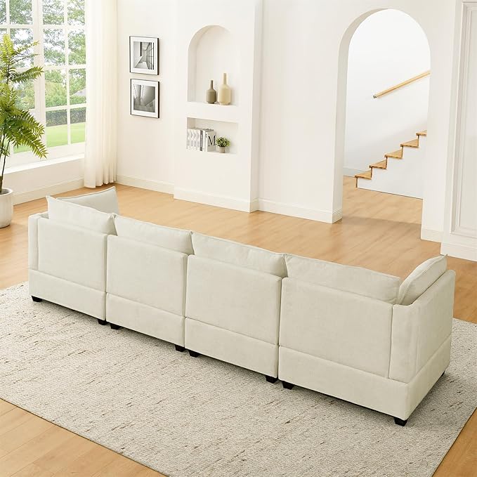 Flexible Combination Convertible Modular Sectional Sofa,140" Oversized U Shaped Cloud Couches with 2 Movable Ottomans,6-Seat Chenille Combination Sofa Set for Living Room | Layer Cushions