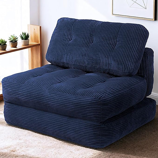 Art3d Folding Sofa Bed, Convertible Sleeper Sofa Bed with Pilow & Back Support, 3 in 1 Long Futon Boneless Couch, Comfy Floor Couch for Living Room, Bedroom, Navy Blue